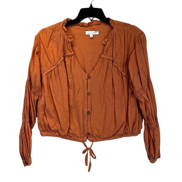 Love, Whit by Whitney Port button front Peasant top orange - L - Picture 3 of 12